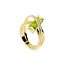 Anillo de Plata Bañada en Oro con Piedra Rectangular Verde Claro y Circonitas Blancas
